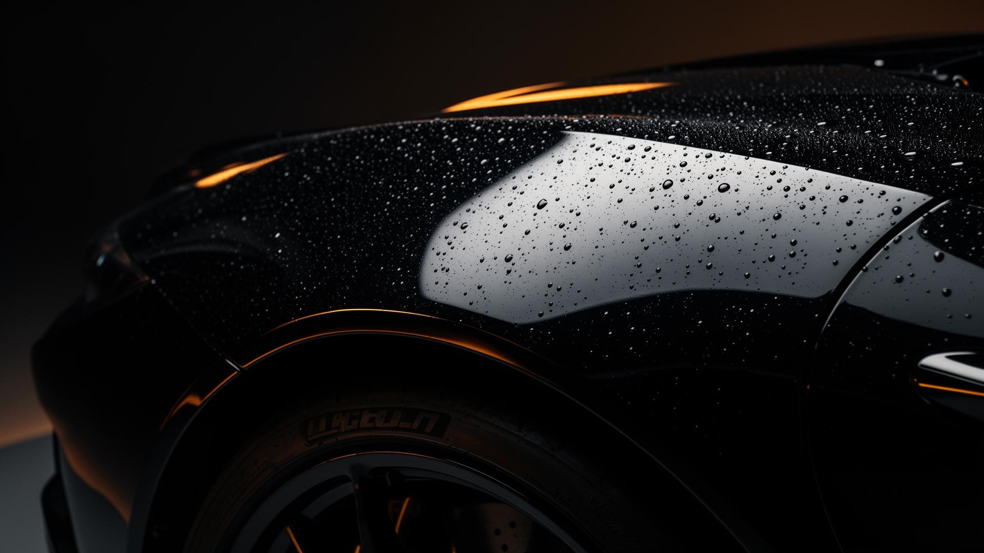 Glossy black car with mirror-like ceramic finish